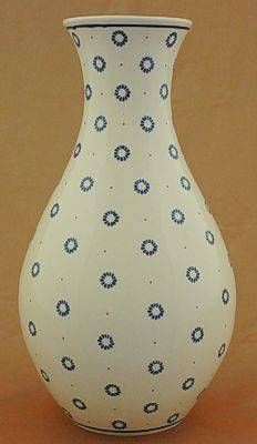Original Bunzlauer Keramik Blumenvase eckig H=18.00 cm Dekor 8